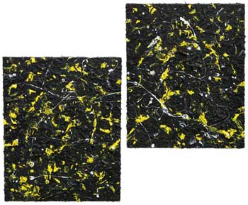 ©2001 Lisa Brugger Dyptic Crush - Acrylic with Mix Media on Canvas 16 x 22each