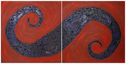 ©2007 Lisa Brugger Karmic Swirl - Acrylic with Mix Media on Canvas 48 X 48 each 