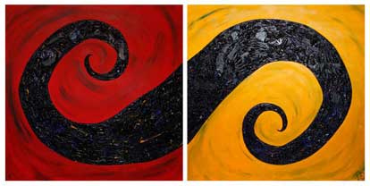 ©2008 Lisa Brugger Mystic Swirl - Acrylic with Mix Media on Canvas 48 X 48 each 