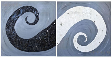 ©2011 Lisa Brugger Radiant Brilliance - Acrylic with Mix Media on Canvas 48 X 48 each 